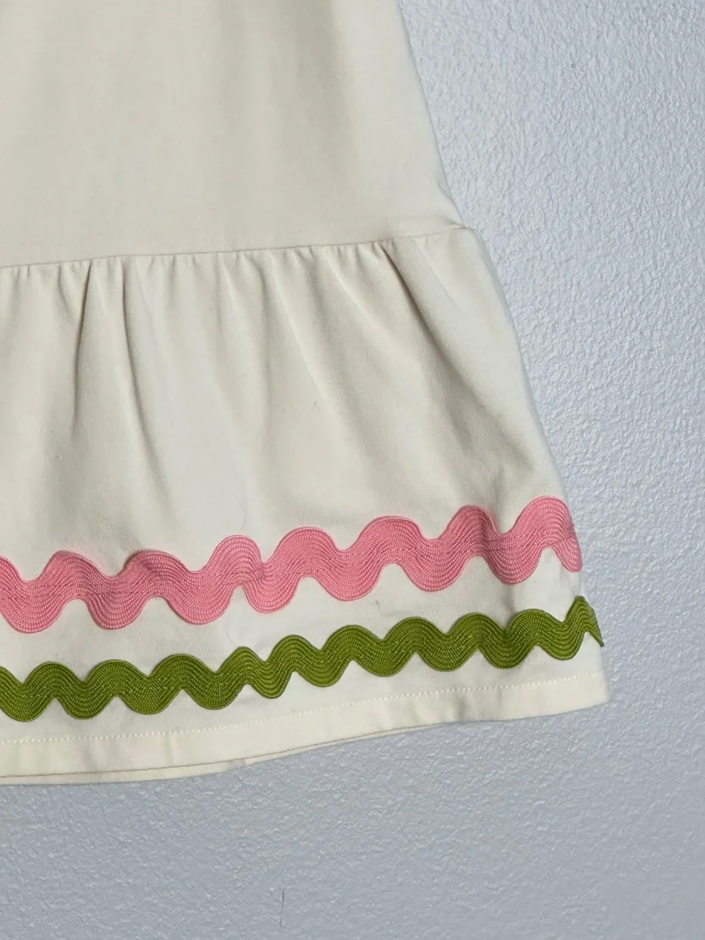 Spartina Jersey Flounce Skort Antique White Ric Rac Stretch Pink Green Size XS